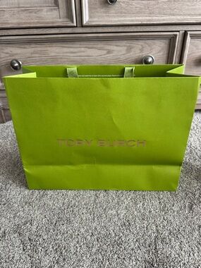 Empty Tory Burch Lime Green Paper Shopping Bag